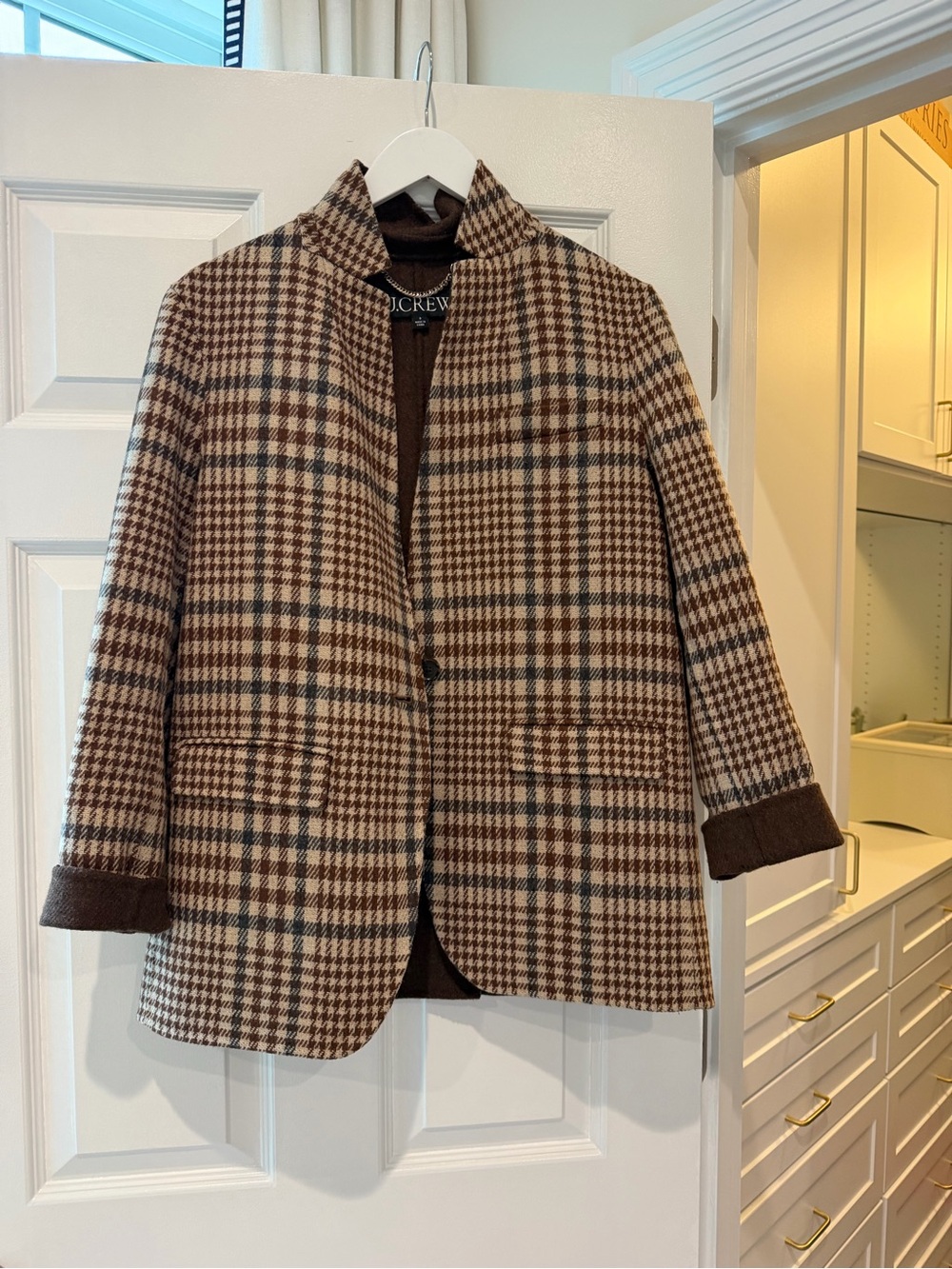 J. Crew Brown Plaid Blazer Jacket